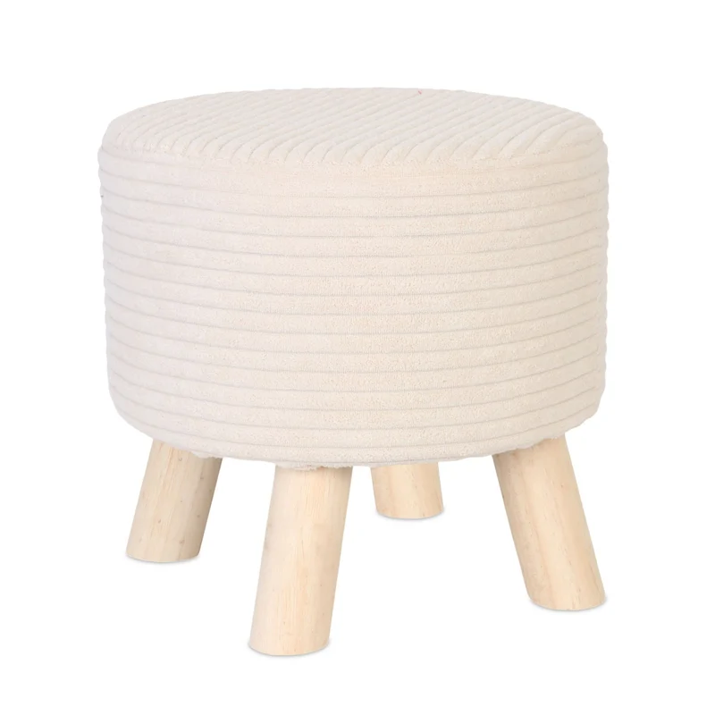 Tabouret rembourré pratique pour salon 30 x 30 cm assise confortable ambiance élégante en velours côtelé bleu 13_0017694