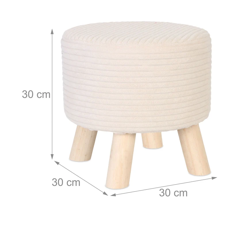 Tabouret rembourré pratique pour salon 30 x 30 cm assise confortable ambiance élégante en velours côtelé bleu 13_0017694