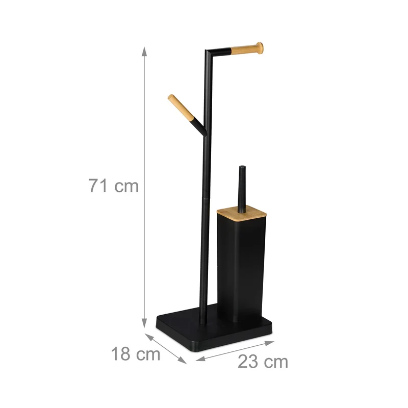 Serviteur wc à poser avec porte-rouleau et brosse interchangeable 71 x 23 x 18 cm en plastique blanc 13_0016663