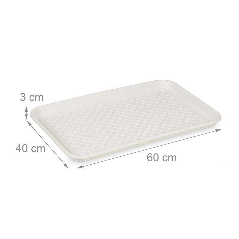 Lot de 3 plateaux à chaussures pratiques 60 x 40 cm en plastique noir 13_0013087