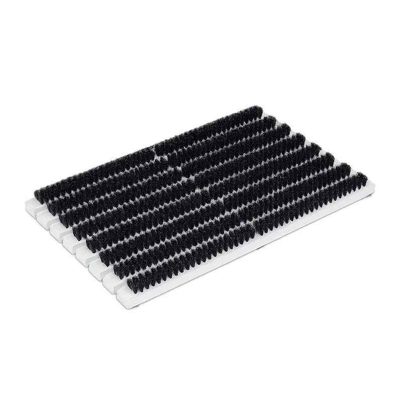 Grille gratte-pieds pratique avec brosses antidérapante 80 x 30 cm en bois gris 13_0017513