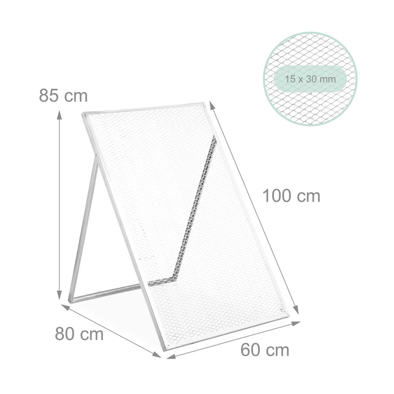 Tamis de jardin compacte polyvalent 100 x 60 cm idéal compost et matériaux fins en acier argent 13_0016816