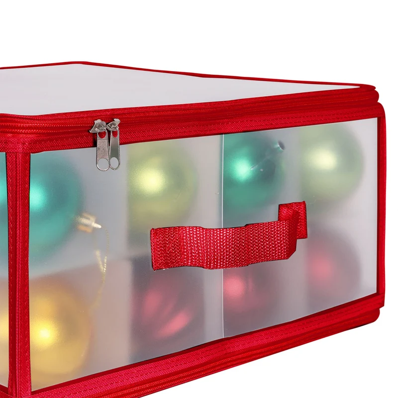 Boîte de rangement pour décorations de Noël 37 x 73 x 36 cm avec séparateurs ajustables en plastique transparent 13_0017993