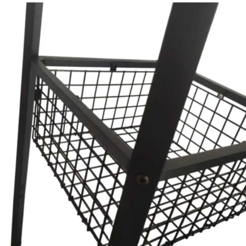 Porte-manteau sur pied avec 8 crochets doubles et 3 étagères 181 x 43 x 43 cm en MDF noir 13_0017845