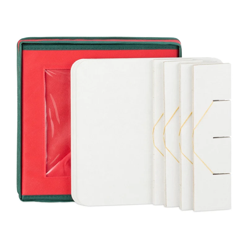 Lot de 2 boîtes de rangement compartimentées pour boules de Noël jusqu'à 64 pièces avec fenêtre pratique en plastique rouge 13_0015814