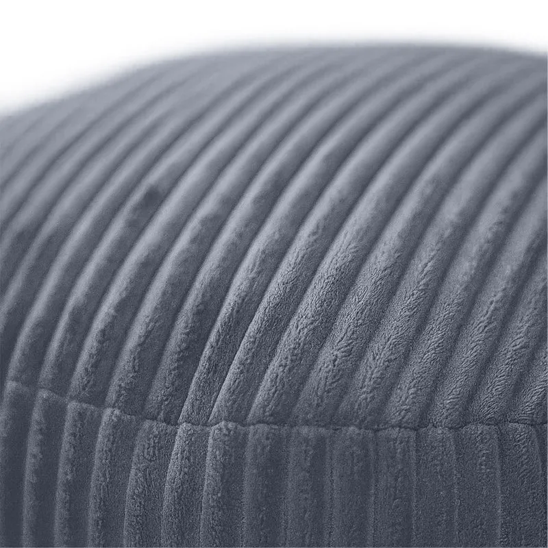 Pouf en velours côtelé design bohème salon 35 x 50 cm siège pratique et confortable en velours beige 13_0017774