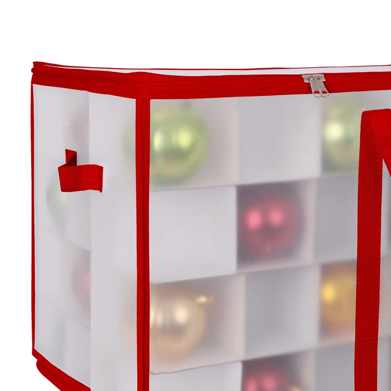 Boîte de rangement pour décorations de Noël 37 x 73 x 36 cm avec séparateurs ajustables en plastique transparent 13_0017995