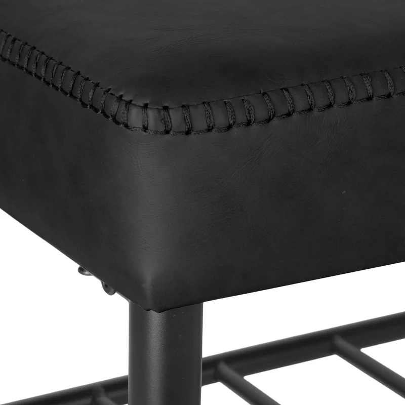 Banc à chaussures élégant avec 2 étagères pratique entrée 100 x 30 x 50 cm en fer noir 13_0017690