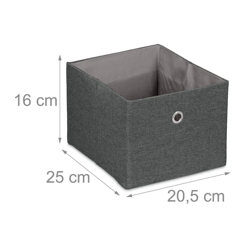 Lot de 2 boîtes de rangement carrées pratiques 16 x 20,5 x 25 cm en lin beige 13_0013760