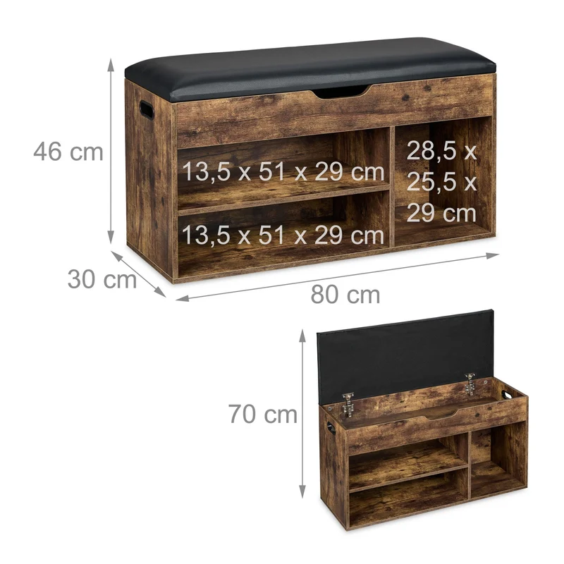 Banc à chaussures avec rangement multifonctionnel salon 120 x 40 x 40 cm en bois marron foncé 13_0016439