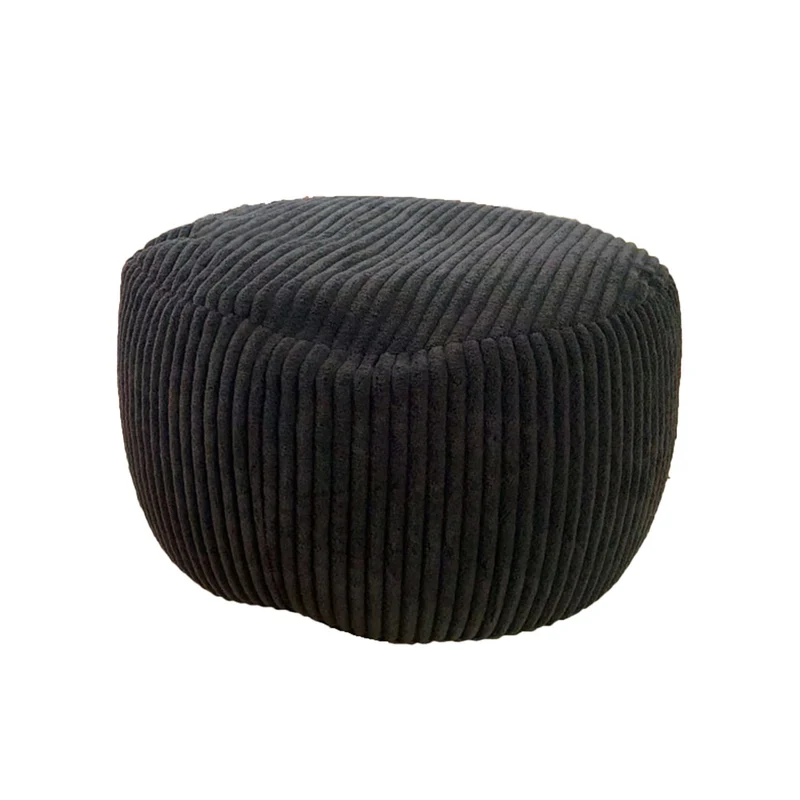 Pouf en velours côtelé design bohème salon 35 x 50 cm siège pratique et confortable en velours beige 13_0017773