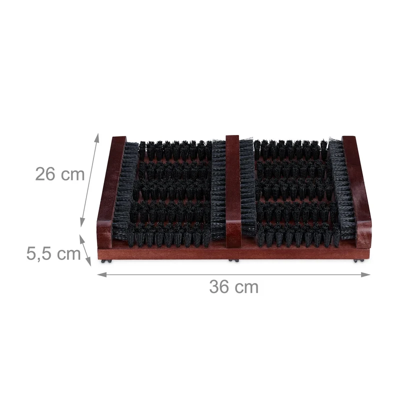 Grille gratte-pieds pratique jardin terrasse entrée 80 x 25 x 5 cm brosses en plastique finition bois marron 13_0015946