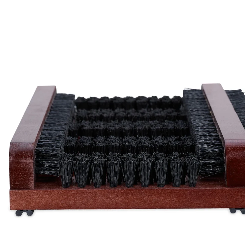Grille gratte-pieds pratique jardin terrasse entrée 80 x 25 x 5 cm brosses en plastique finition bois marron 13_0015946