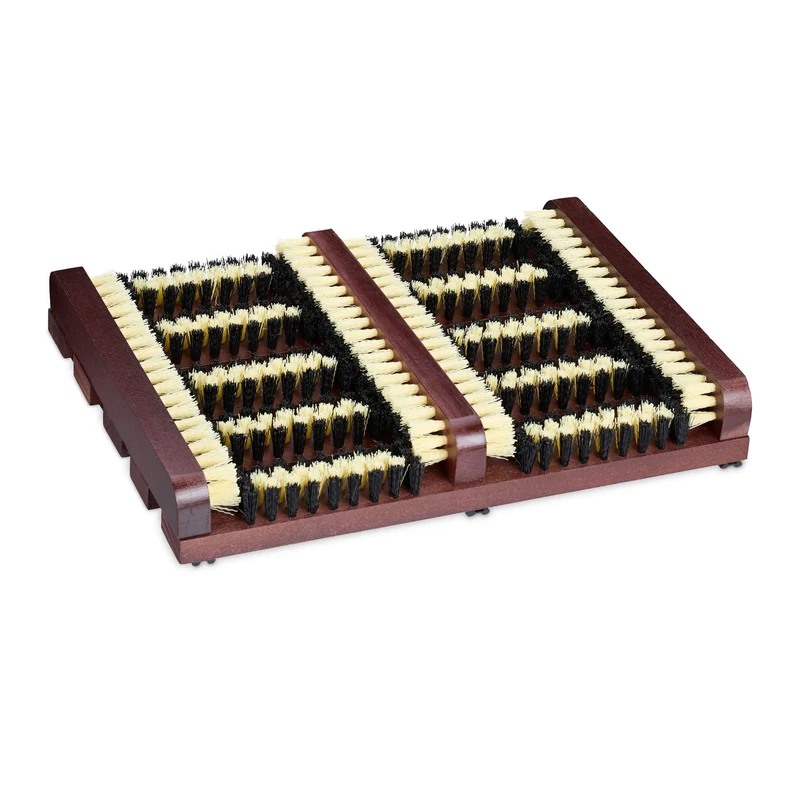 Grille gratte-pieds pratique antidérapante extérieur jardin 40 x 25 x 5 cm en bois marron 13_0015944
