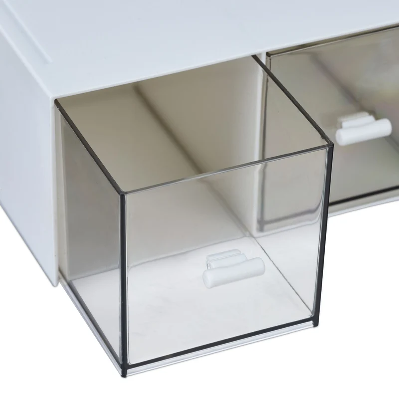 Boîte de rangement empilable 3 compartiments pour thé cosmétique épices 30 x 20 x 10 cm en plastique transparent 13_0014331