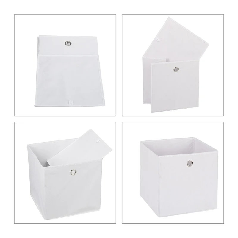 Lot de 4 boîtes de rangement pliables carrées 30 x 30 x 30 cm pour jouets vêtements style moderne en tissu gris 13_0014535