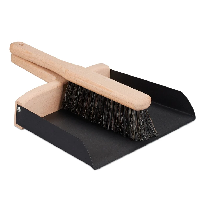 Lot d accessoires de nettoyage balayette et pelle 30 x 10 x 5 cm rangement mural en métal noir 13_0014651