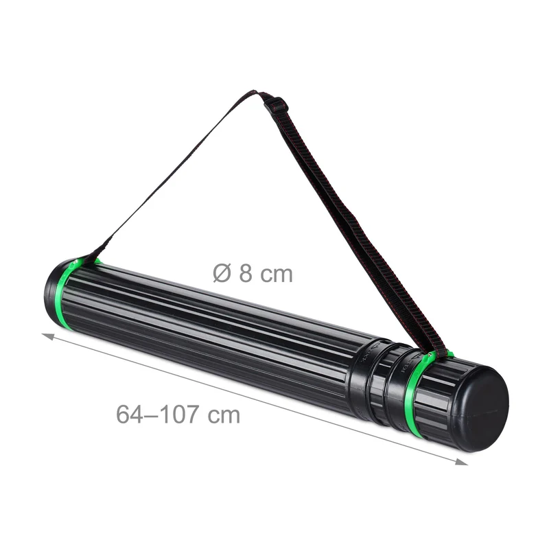Lot de 2 tubes de transport extensibles jusqu'au format A0 design pratique accès facile en PVC noir 13_0014065