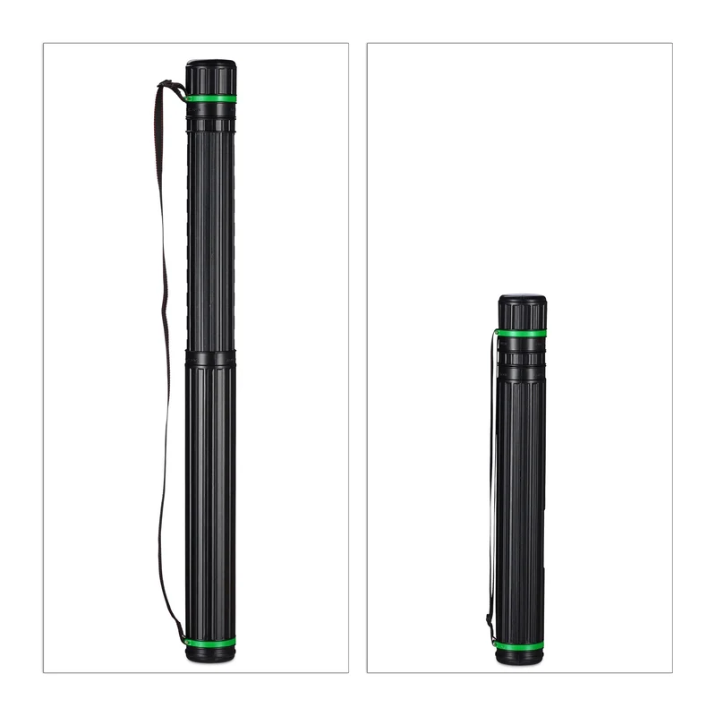 Lot de 2 tubes de transport extensibles jusqu'au format A0 design pratique accès facile en PVC noir 13_0014065