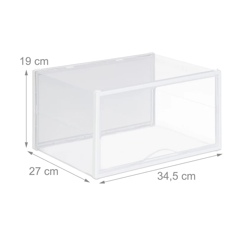 Lot de 6 boîtes empilables transparentes rangement chaussures taille 48 accessoire pratique déco contemporain en plastique transparent 13_0014515