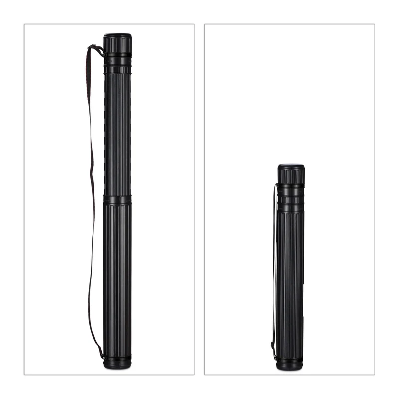 Tube de transport rétractable pour affiche et dessin 64-107 x 8 cm en plastique noir 13_0014066