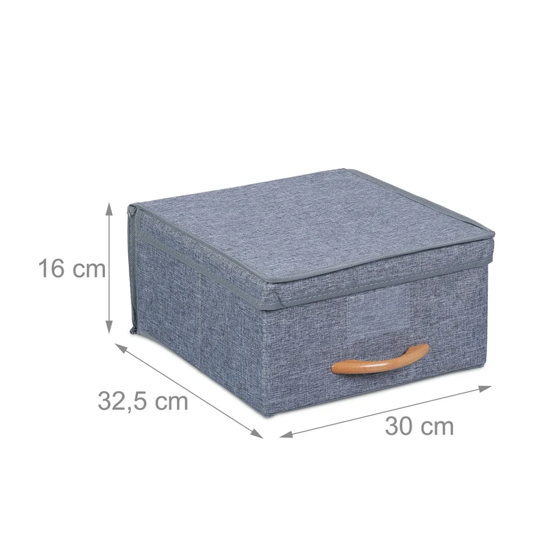 Lot de 2 boîtes de rangement pliables avec couvercle 30 x 20 x 15 cm pratique déco contemporain en tissu beige 13_0014505
