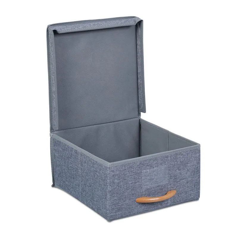 Lot de 2 boîtes de rangement pliables avec couvercle 30 x 20 x 15 cm pratique déco contemporain en tissu beige 13_0014505
