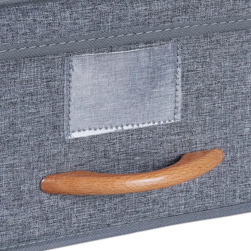 Lot de 2 boîtes de rangement pliables avec couvercle 30 x 20 x 15 cm pratique déco contemporain en tissu beige 13_0014505