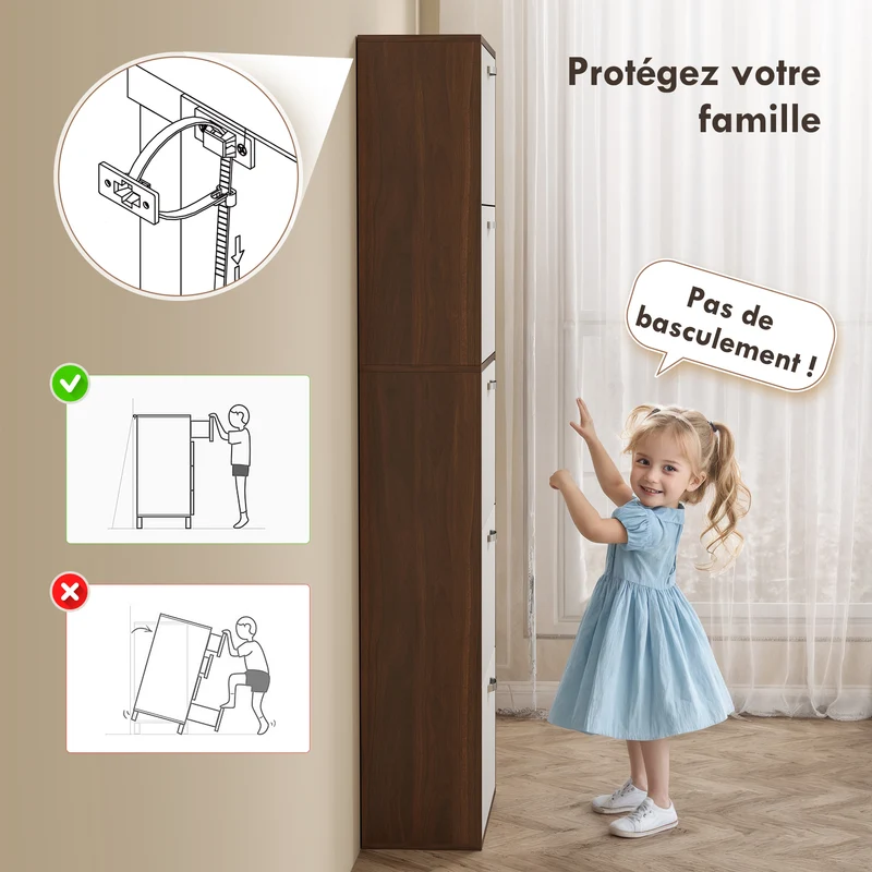 Armoire à chaussures entrée 60 x 28 x 189 cm 5 portes abattantes séparation réglable moderne optimisé en panneaux blanc 21_0001710