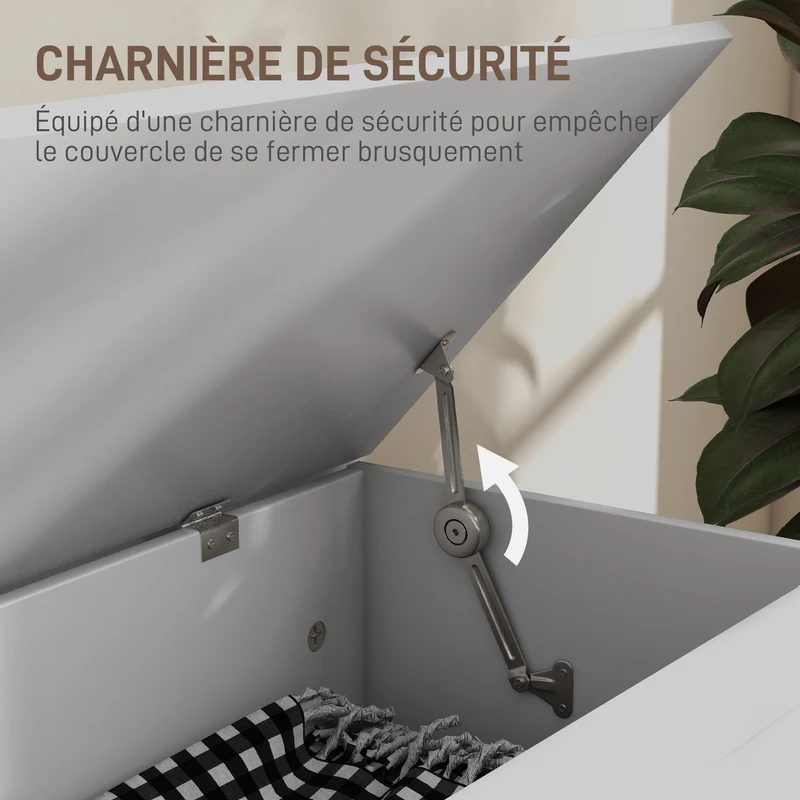 Coffre de rangement pour salon et entrée 80 x 40 x 45 cm assise 136 kg moderne épuré en panneau de particules blanc 21_0002949