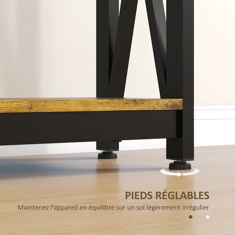 Console d'entrée 100 x 24 x 75 cm prises et usb intégrés 2 niveaux industrielle compacte en panneau de particules marron 21_0002704