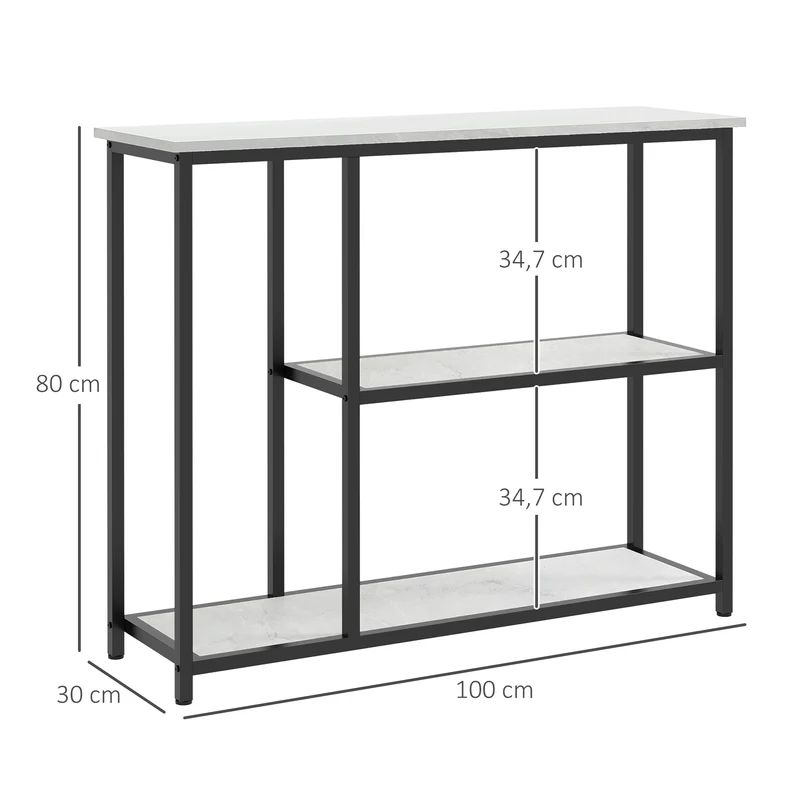 Console meuble entrée 100 x 30 x 80 cm rangement 3 niveaux fixation murale stable moderne en panneau de particules blanc 21_0002671
