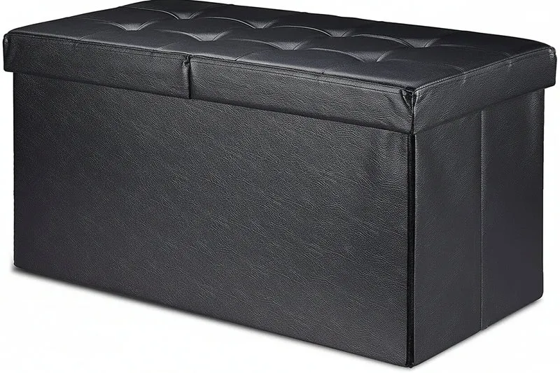 Banquette avec espace de rangement à couvercle en cuir artificiel 75 cm noir 13_0000372_2