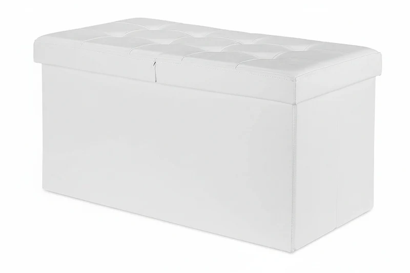 Banquette avec espace de rangement à couvercle en cuir artificiel 75 cm blanc 13_0000372