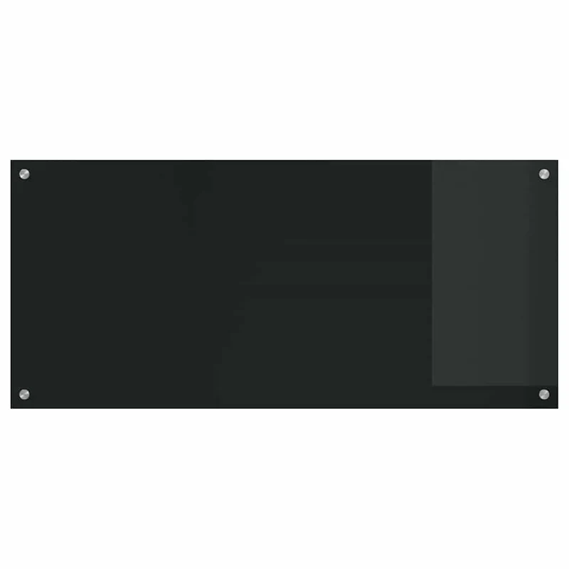 Lot de 2 dosserets de cuisine moderne noir 110 x 50 cm thermo-resistants design épuré en verre trempé noir 02_0056266