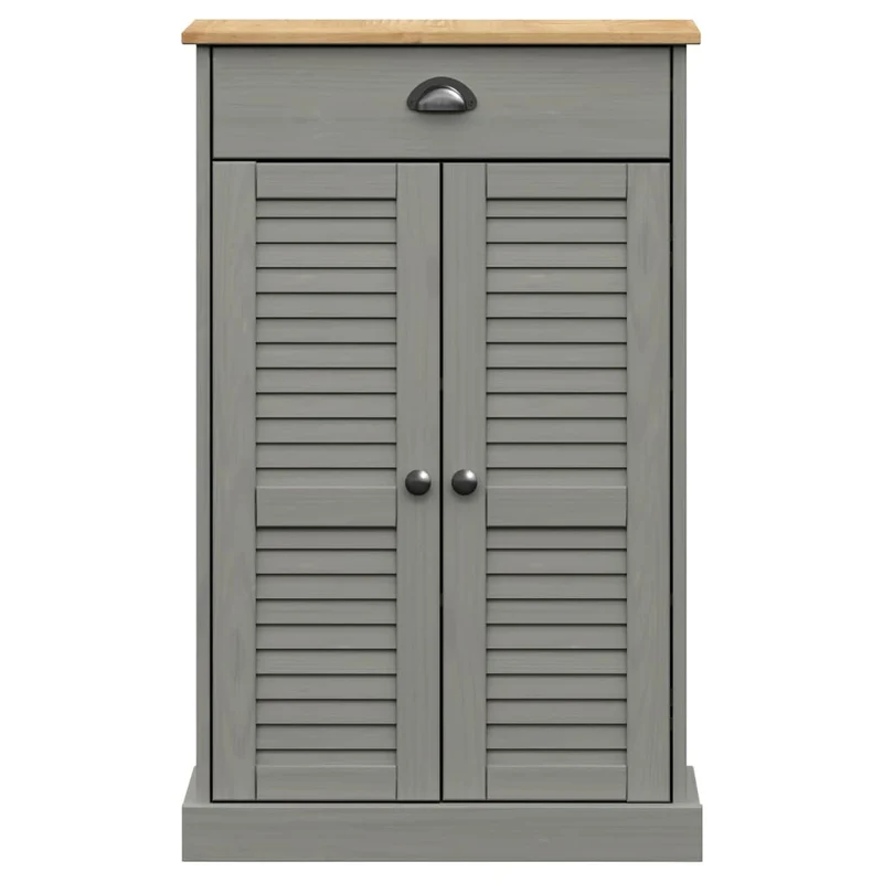 Armoire à chaussures range chaussures rangement meuble entrée couloir salon 60 x 35 x 96 cm bois massif de pin gris 02_0022117