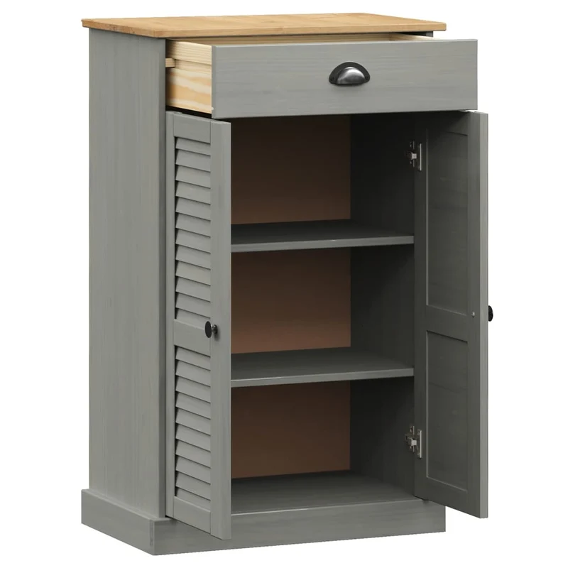 Armoire à chaussures range chaussures rangement meuble entrée couloir salon 60 x 35 x 96 cm bois massif de pin gris 02_0022117