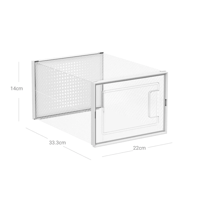 Boîtes à chaussures lot de 18 rangement chaussures pliable pour pointure jusqu’à 44 transparent et blanc 12_0004441