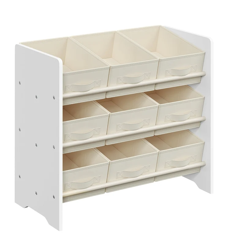 Étagère à jouets pour enfants étagère à livres pour enfants 9 boîtes de rangement en tissu non-tissé pour chambre d’enfant spacieuse 295 x 625 x 60 cm blanc 12_0005554