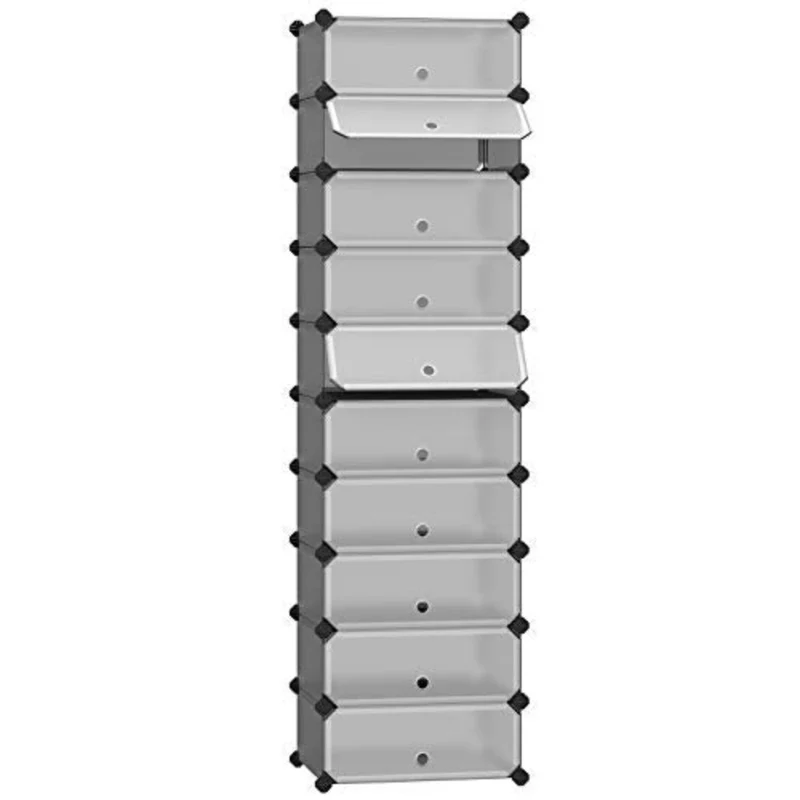 Étagère à chaussures boîte à chaussures 10 compartiments modulable rangement chaussures chaque casier 40 x 30 x 17 cm grille métallique gris 12_0003677