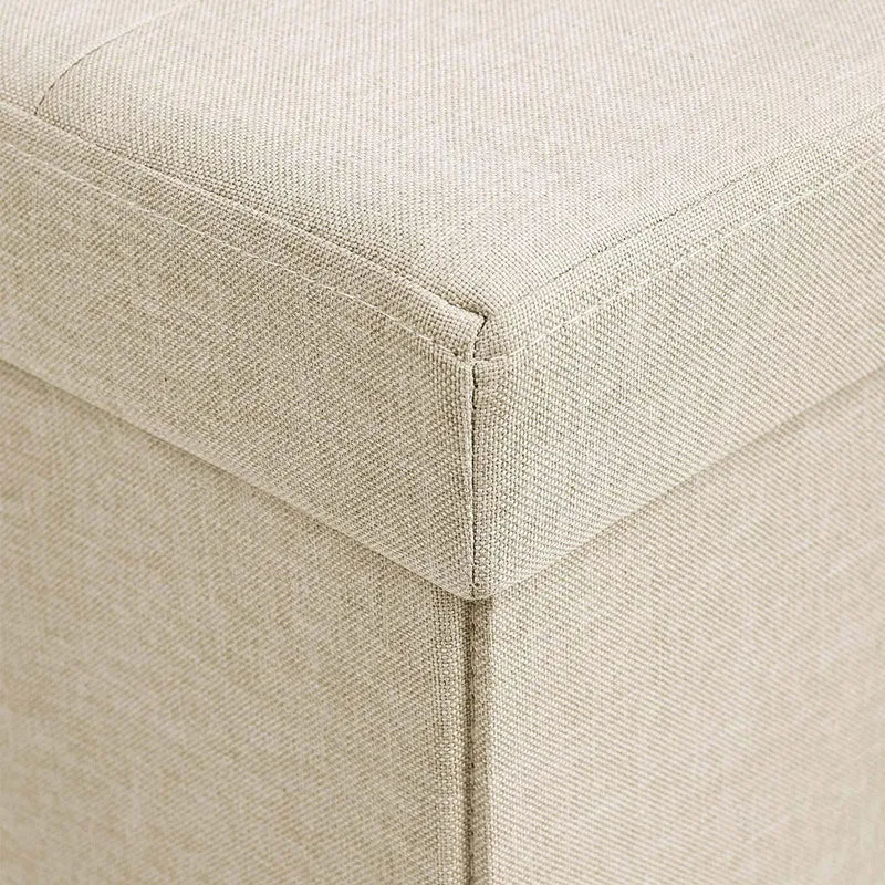 Banc avec espace de rangement siège coffre de rangement pliable capacité de charge 300 kg 120 litres 110 x 38 x 38 cm imitation lin beige 12_0003347