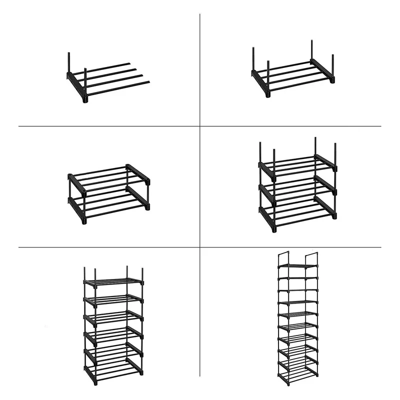 Étagère à chaussures à 10 niveaux meuble de rangement polyvalent cadre en fer personnalisable peu encombrant pour entrée salon chambre 45 x 30 x 174 cm noir 12_0003171