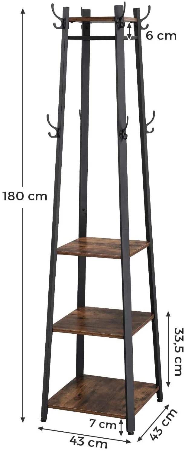 Portemanteau avec 3 étagères cadre en métal échelle industriel 12_0000885
