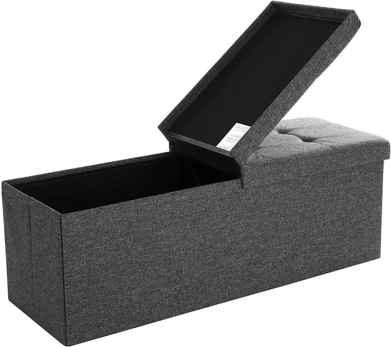 Coffre de rangement capacité 120 litres banquette de rangement charge admissible 300 kg grise foncé 110 x 38 x 38 cm 12_0000222