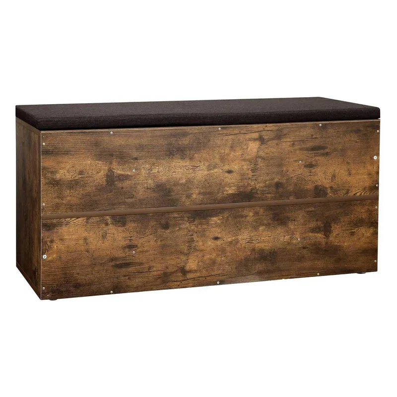 Banc à chaussures étagère à chaussures meuble de rangement 10 compartiments organisateur avec coussin pour entrée 104 x 30 x 48 cm marron rustique 12_0002646