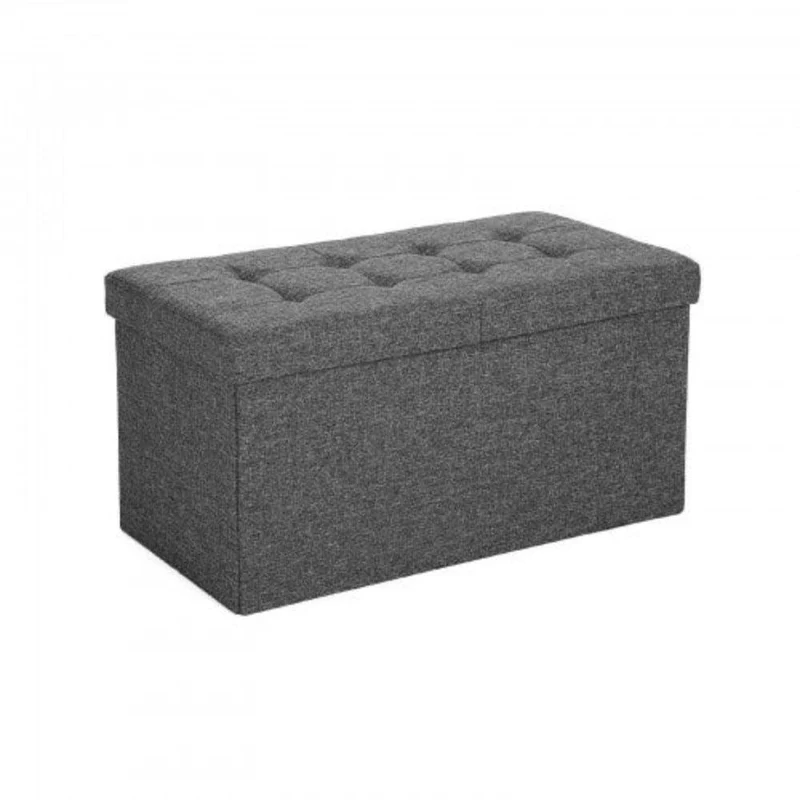 Coffre de rangement couvercle pliable par 2 côtés banc de rangement charge admissible 300 kg grise foncée 76 x 38 x 38 cm 12_0000234