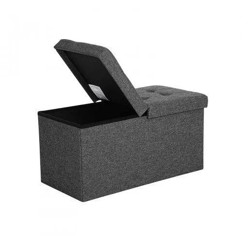 Coffre de rangement couvercle pliable par 2 côtés banc de rangement charge admissible 300 kg grise foncée 76 x 38 x 38 cm 12_0000234