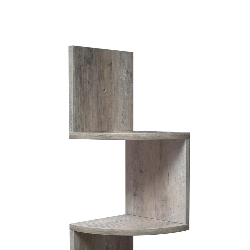 Étagère murale d'angle à 5 niveaux meuble de rangement étagère de cuisine en forme zigzag pour chambre salon bureau 127,5 cm grège 12_0002803