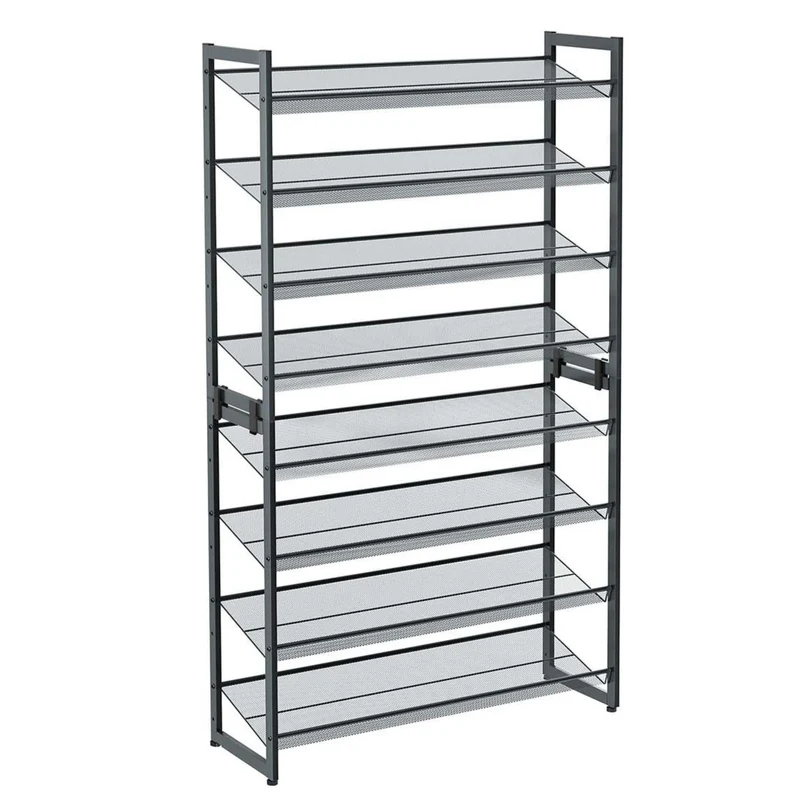 Étagère à chaussures de 8 niveaux ensemble de 2 étagères de chaussures empilable de 4 niveaux étagère de rangement en métal 163,5 cm étages réglables gris froid 12_0002661