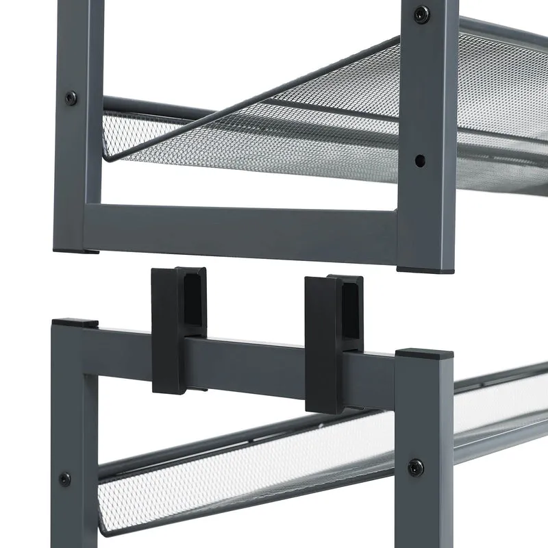 Étagère à chaussures de 8 niveaux ensemble de 2 étagères de chaussures empilable de 4 niveaux étagère de rangement en métal 163,5 cm étages réglables gris froid 12_0002661